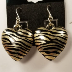 Zebra Animal Pring Heart Earrings